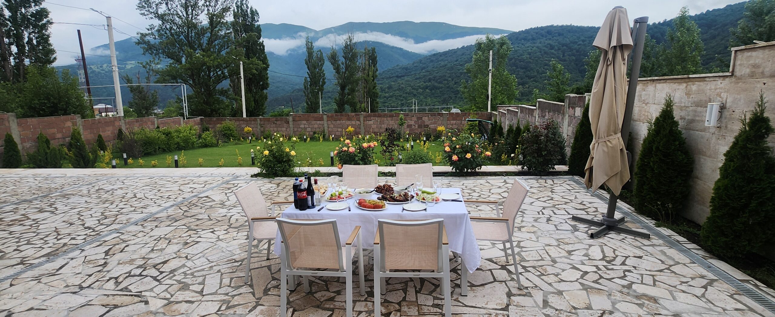 Tasty food on the terrace in the fresh air in DiliDream in Dilijan